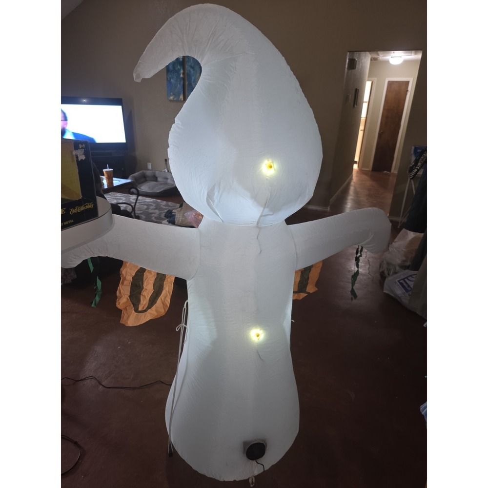 Halloween Spooky Ghost Inflatable 5.3ft LED Light Up Yard Decoration BOO Banner - Picture 7 of 8